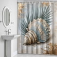 thumbnail image 6 of Conch Palm Leaf Bathroom Shower Curtain, Vintage Ocean Palm Leaf Waterproof Washable Soft Bath Curtain for Bathtub Decor with 12 Hooks&Grommet, 54x78 Inch, 6 of 9