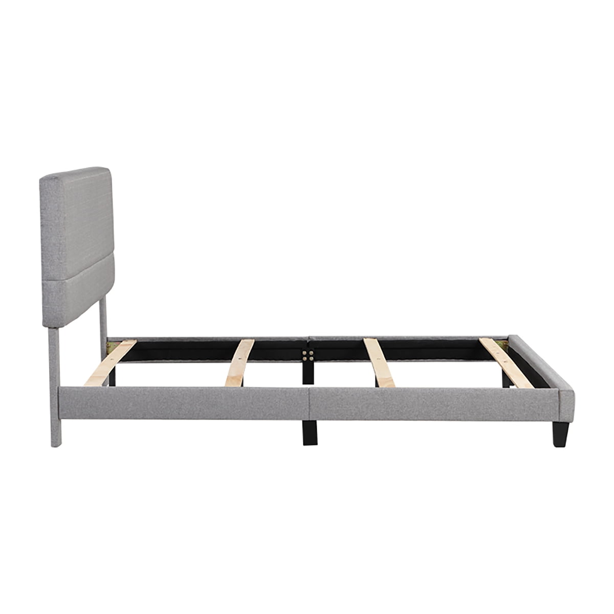 Private Jungle Full Upholstered Bed Frame, Platform Bed with Upholstered Button Headboard, Support with Wooden Slats, Gary Private Jungle Full Upholstered Bed Frame, Platform Bed with Upholstered Button Headboard, Support with Wooden Slats, Gary
