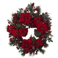 thumbnail image 4 of Nearly Natural 4660 24" Poinsettia Wreath Red (4660), 4 of 4