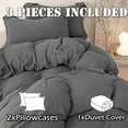 thumbnail image 4 of MorroMorn Muslin Duvet Cover Queen Size, 100% Breathable Cotton Comforter Cover Sets, Ultra Soft 2-Layer Gauze Duvet Cover Set 3 PCS with 2 Pillowcases, Lightweight Linen Like, 90"x90", Dark Grey, 4 of 8