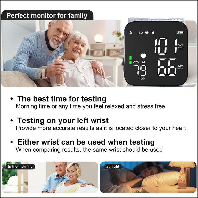 Willstar Wrist Blood Pressure Monitor Digital BP Heart Rate Measure Machine  Automatic Large LCD Display Adjustable Wrist Cuff for Home Travel Use