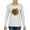 White, variant on Sunflower Animal Print Fashion Womens Graphic Long Sleeve T-Shirt, Navy, Small