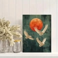 thumbnail image 2 of UXIEQU 2D Flat Sage Green Japanese Cranes Wall Art, Moon Bird Minimalist Japandi Print, 15.75x11.81 Inches Living Room Gift Decor, 2 of 8