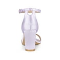 thumbnail image 2 of BLISSFUL STEP Women's Shoes Satin Chunky High Heel Ankle Strap Open Toe Sandals Light Purple 9.5, 2 of 6