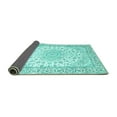 thumbnail image 2 of Ahgly Company Indoor Round Medallion Turquoise Blue Traditional Area Rugs, 7' Round, 2 of 4
