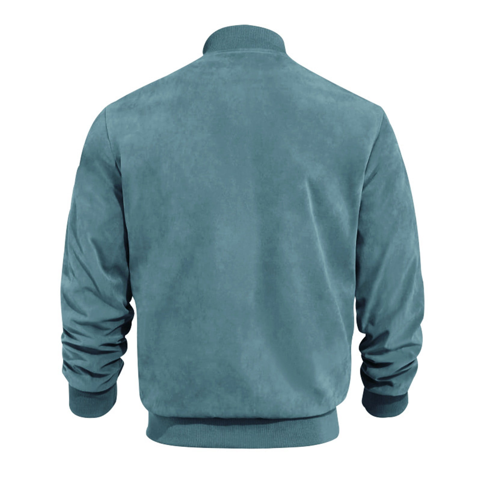Huresd Mens Genuine Suede Bomber Jacket Leather Casual Varsity Vintage Smart Casual Light Blue M