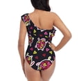 thumbnail image 5 of Pofeuu Ladybug Print Women's One Piece Swimsuits One Shoulder Swimwear Asymmetric Ruffle Monokinis Bathing Suits-XX-Large, 5 of 6