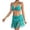 Green, variant on Women's Swimwear Hand Crocheted Two Piece Set Bikini Top with Patchwork Fringe and Skirt Outfit Bikini Sets for Women Green One Size