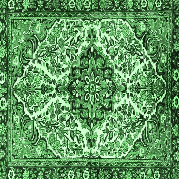 Ahgly Company Indoor Square Persian Emerald Green Traditional Area Rugs, 8' Square