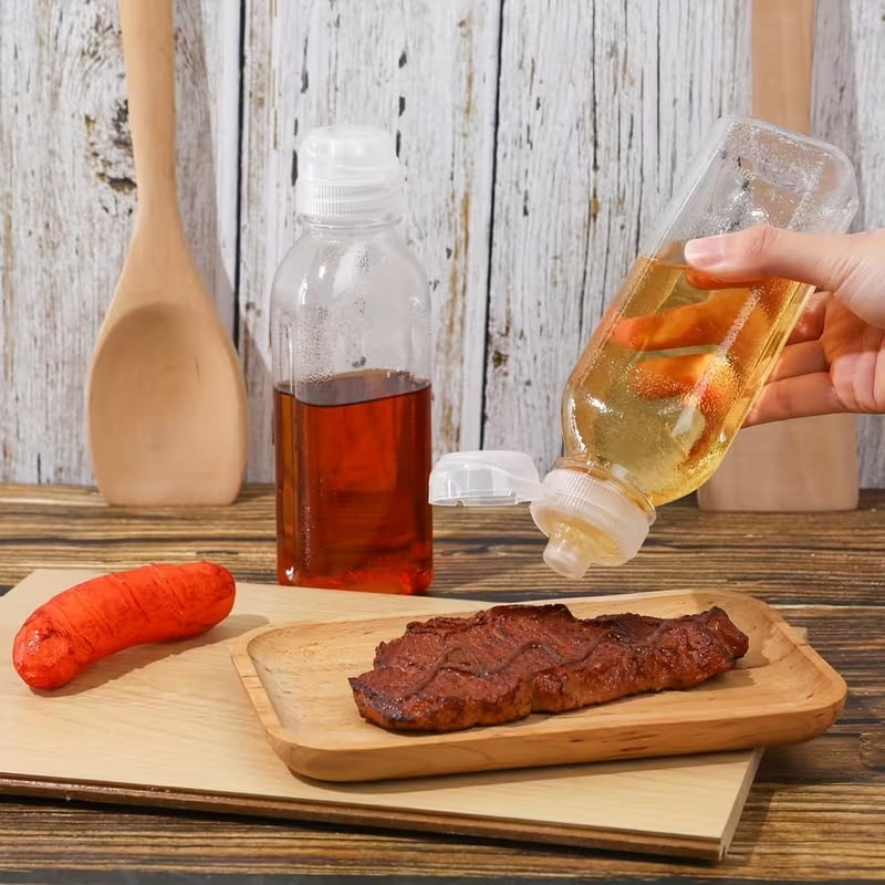 5-Pack 10 oz Clear Squeeze Bottles - Leak-Proof Kitchen Condiment Dispensing Bottles for Oils, Sauces, and Syrups