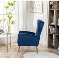 thumbnail image 4 of Silla de acento de terciopelo con patas de metal, sillón tapizado moderno, silla lateral de espalda para salón dormitorio pequeños espacios, 4 of 5