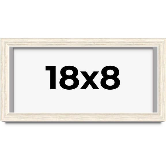 18x8 Shadow Box Frame White | 1.125 Inches Deep Real Wood Rustic Shadowbox Display Frame | UV