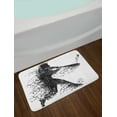 thumbnail image 2 of Black and White Bath Mat, Abstract Artistic Illustration of a Baseball Player Posing Grunge Sports, Non-Slip Plush Mat Bathroom Kitchen Laundry Room Decor, 29.5 X 17.5 Inches, Black White, Ambesonne, 2 of 2