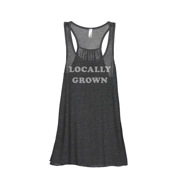 Locally Grown Women's Fashion Sleeveless Flowy Racerback Tank Top Charcoal Grey Small
