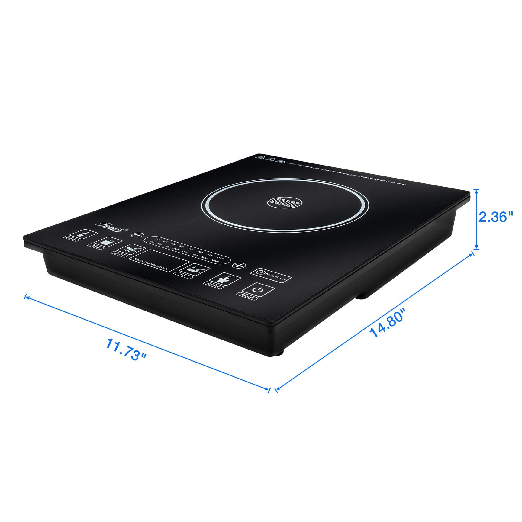 Rosewill 1800W Portal Induction Cooktop Burner | Large Digital Screen Display | 1800 Watt | 5 Pre-Programmed Cooktop Settings | Stainless Steel Pot Included | 10" 3.5 QT - RHAI-15001