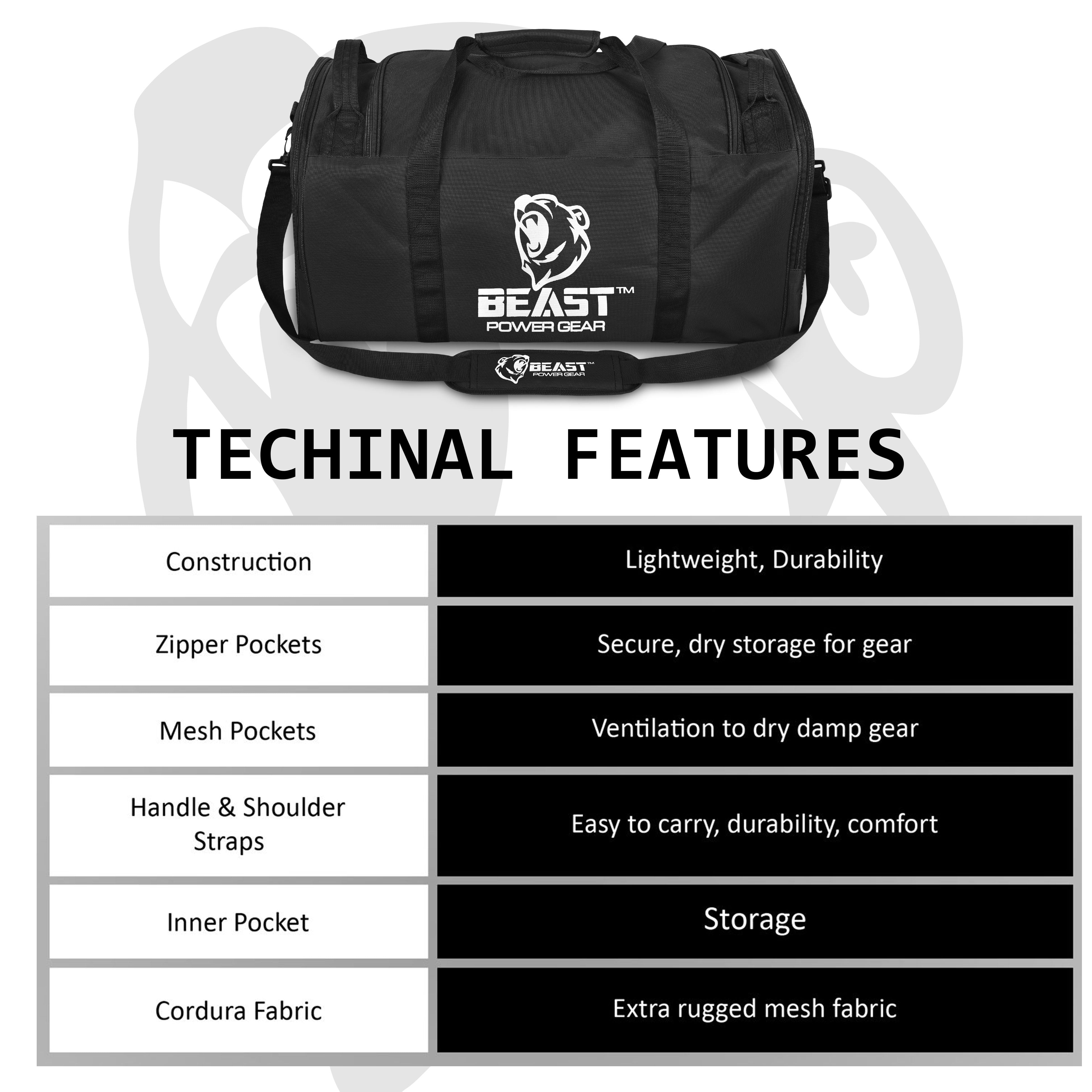 Beastpowergear Gym Duffle Bag- Workout, Boxing, MMA, Sports Bag with Shoes Compartment and Adjustable Shoulder Strap for Men and Women.