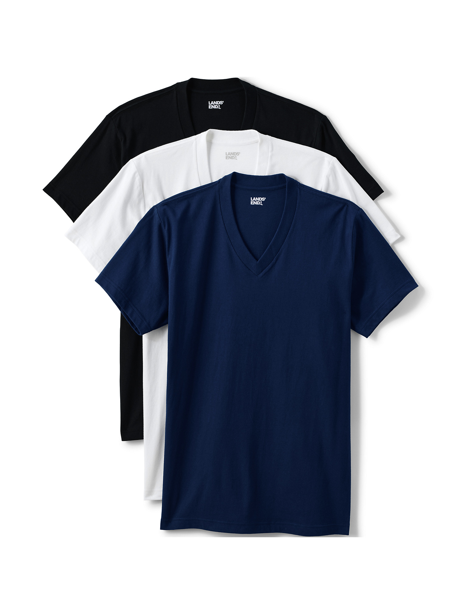 Lands' End Men's Tall VNeck Undershirt 3 Pack