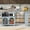 Grey Blue, variant on DTTRA 73.5" Rolling Kitchen Island with Extendable Table, LED Lights, Power Outlets, Fluted Glass Doors, Open Side Shelves & Rubber Wood Top for Kitchen, Dining, Navy Blue