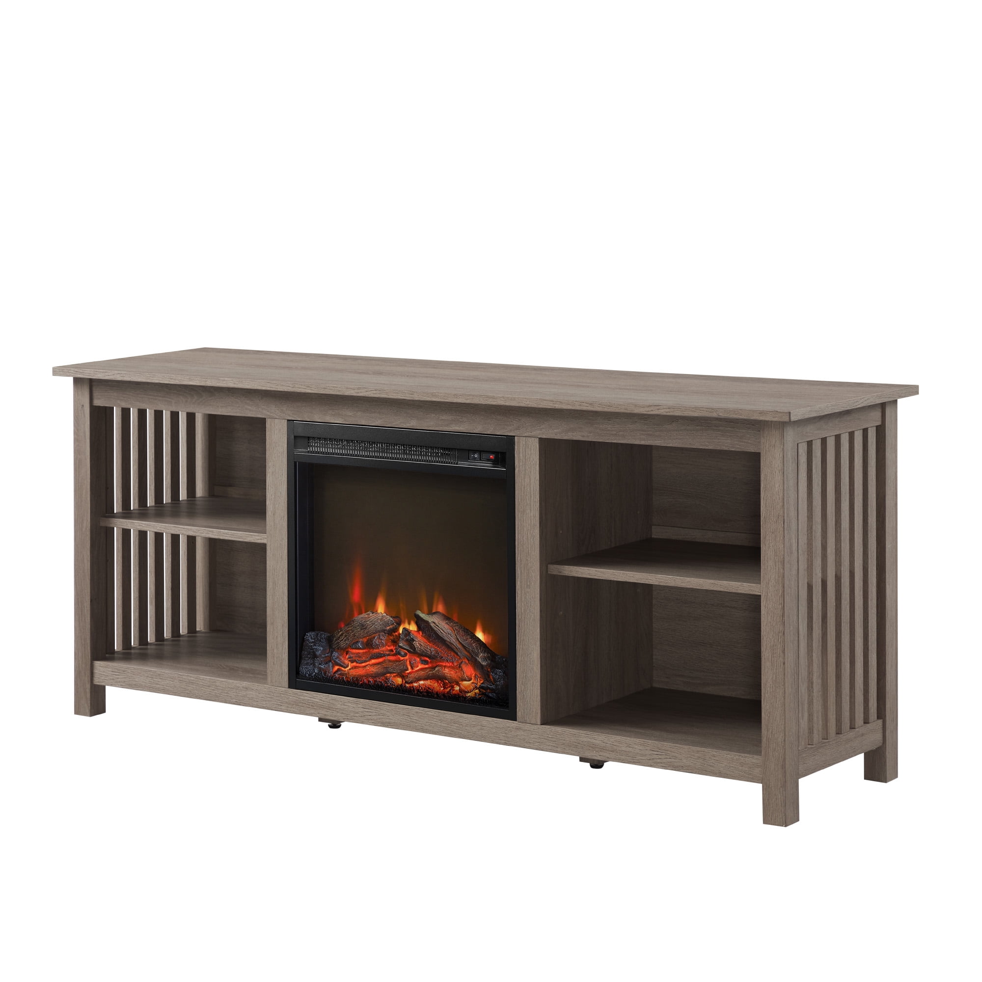 Walker Edison Mission Electric Fireplace TV Stand for TVs up to 65”, Driftwood