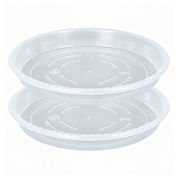 XIBUFE 2 Pack 12 Inch Clear Plastic Plant Saucer, Heavy Duty Drip Tray for Indoor Pots