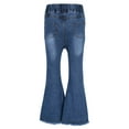 thumbnail image 2 of YiZYiF Kids Girls Flared Jeans Casual Raw Hem Ripped Jeans Bell Bottom Denim Pants, 2 of 7