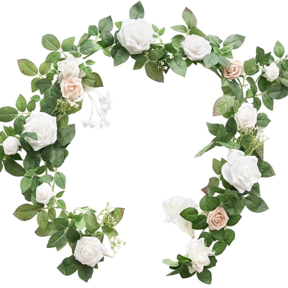 HCTSHG Artificial Rose Garlands, 5.9 FT Flower Floral Vine for Wedding Arch Aisle Table Runner Centerpieces Backdrop Patio Decorations