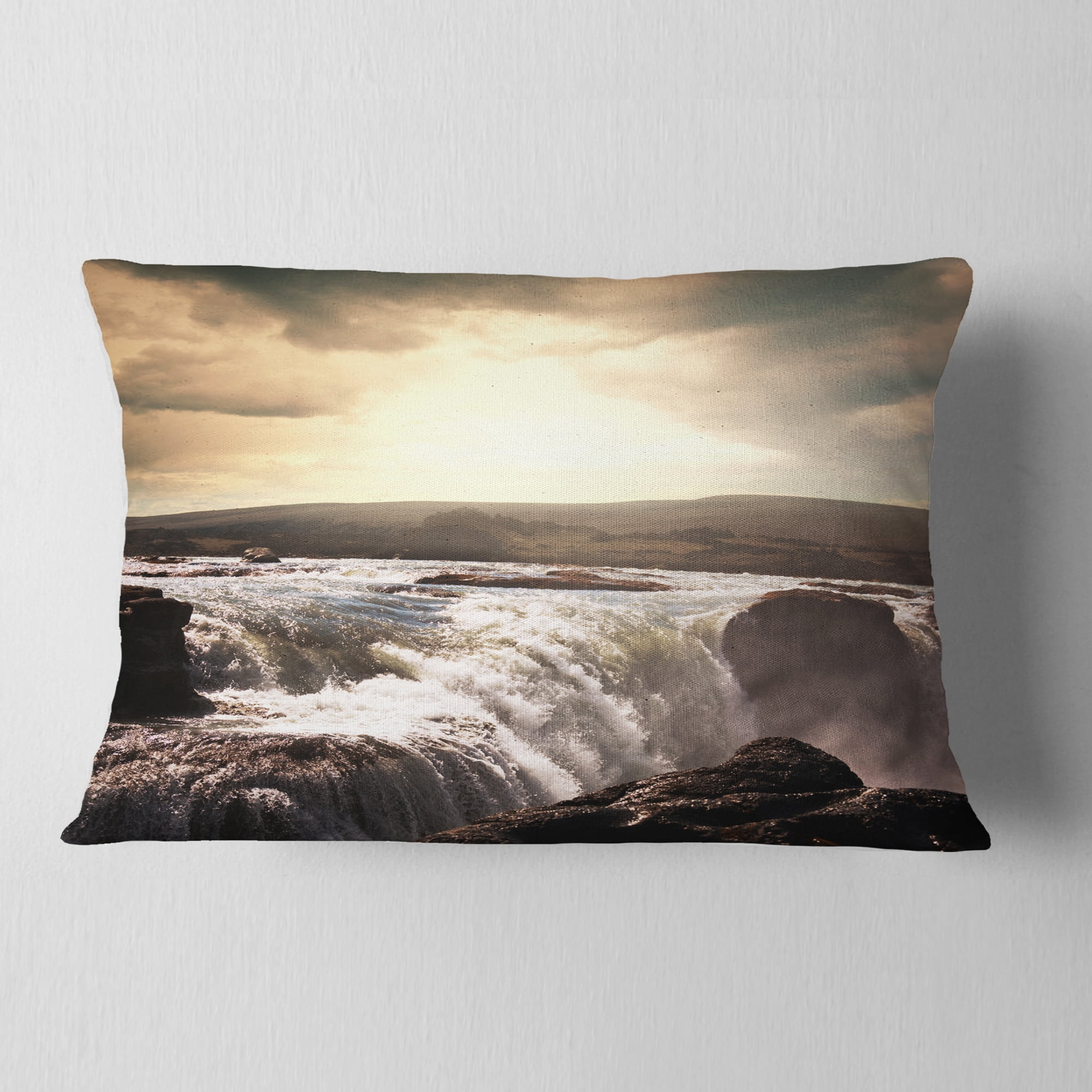 Designart 12" x 20" White Polyester Throw Pillow