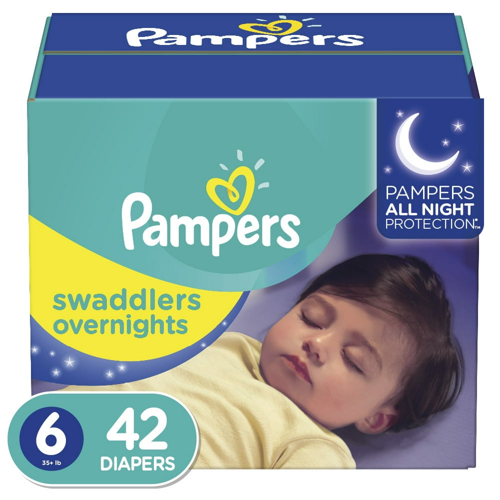Pampers Swaddlers Overnight Diapers, Size 6, 42 ct