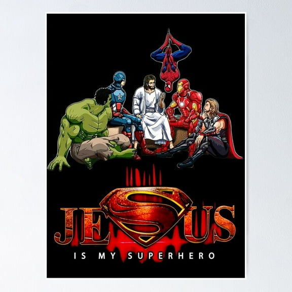 Kna Prints - Jesus-Is-My-Superhero Poster Wall Art Print For Home Decor, Living Room, Bedroom, Office, UNFRAMED-8x12