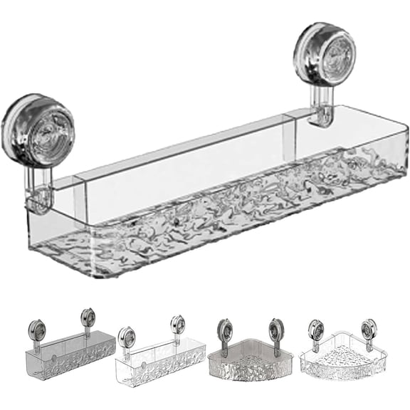 Corrugated Suction Cup Storage Holder, Shelves Shower Shelf, Movable Shower Shelf Suction Cup, Drill-Free Removable Storage Shelves for Bathroom Kitchen