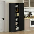 thumbnail image 4 of Demi Bonn 67" Freestanding Kitchen Pantry, 4-Door Cabinet with Adjustable Shelves & Doors for Modern Kitchen, Black, 4 of 11