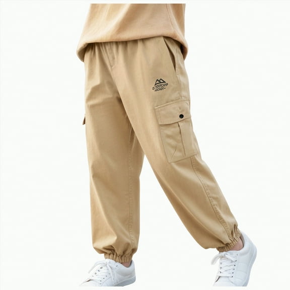 KPOPLK Boys' Stretch Pull on Chino Pants Kids School Uniform Yonth Twill Pants(4-5 Years,A42-Khaki)