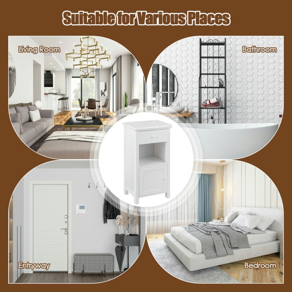 Finihen Bathroom Storage Cabinet, Bathroom Floor Cabinet, Bathroom Floor Storage Drawer Cabinet Cupboard with Door, for Bathroom, Living Room, Bedroom, Kitchen, White Finihen Bathroom Storage Cabinet, Bathroom Floor Cabinet, Bathroom Floor Storage Drawer Cabinet Cupboard with Door, for Bathroom, Living Room, Bedroom, Kitchen, White