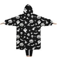 thumbnail image 2 of Oversized Wearable Blanket Hoodie,Black Halloween Ghost Pumpkin Pattern Sherpa Blanket Hoodie with Super Pockets,Super Warm Fuzzy Pullover for Women & Men, 2 of 6