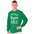 thumbnail image 4 of Date Vegan Girls Funny Vegetarian Gym Men's Long Sleeve Tee T Shirt Brisco Brands 3X, 4 of 6