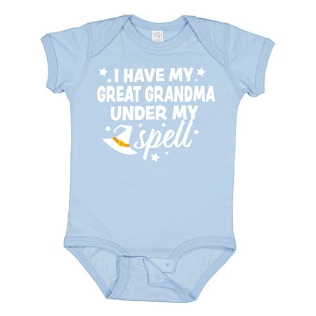 

Inktastic I Have My Great Grandma Under My Spell with Cute Witch Hat Gift Baby Boy or Baby Girl Bodysuit