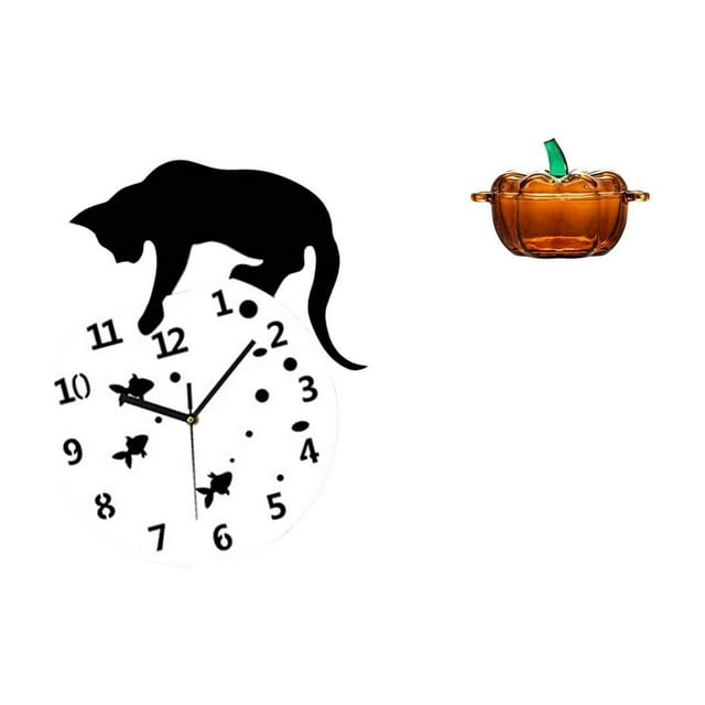 Reloj de pared,Reloj de pared de gato para sala de estar,dormitorio decorativo.,Plato de dulces,Plato de dulces de vidrio con tapa Tarro de dulces decorativo,Para el buffet de dulces,la mesa de