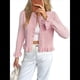 thumbnail image 2 of Suéteres Tipo Cárdigan con Botones para Mujer, Ligeros, de Larga, Cuello Redondo, de Punto, de Verano, con Abertura Frontal Rosa S, 2 of 7