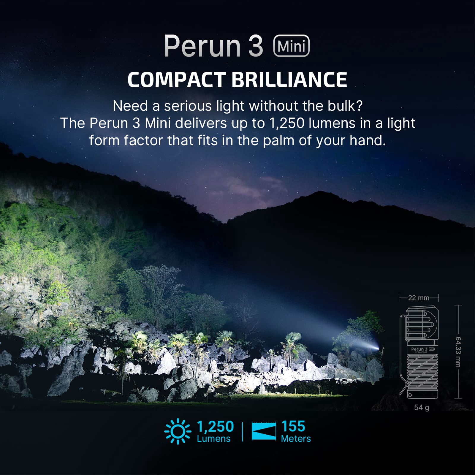 OLIGHT Perun 3 Mini Headlamp & Flashlight with Red and White Light（Black）