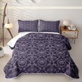 thumbnail image 2 of Erosebridal Victorian Damask Twin Quilt Set, Bohemian Blossom Twin Coverlet Set, Dark Purple Silver 2pcs, 1 Bedspread and 1 Pillowcase, 2 of 7