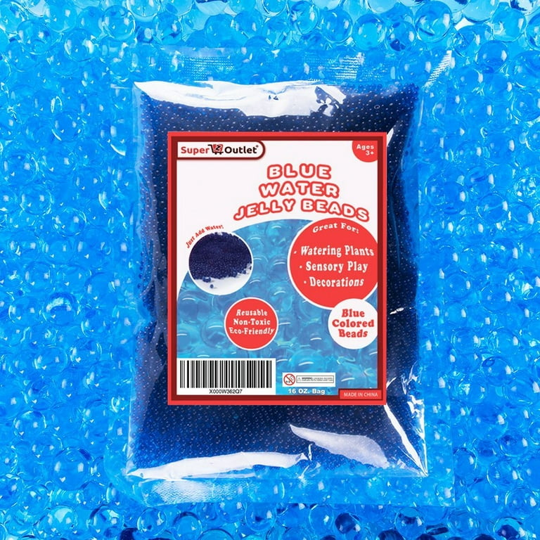 1 Pound Bag of Blue Water Gel Beads Pearl Vase Fillers, Makes 12