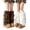 Coffee & White, variant on 2 pairs Faux Fur Lace‑Up Leg Warmers for Women Girls, Fluffy Fuzzy Plush Slouch Leg Covers, Y2K Kawaii Winter Wide Leg Boot Cuffs for JK Street Cosplay Party Outfits