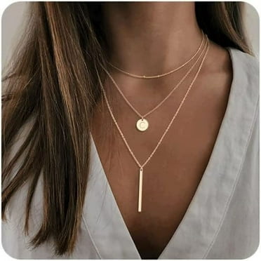 Trendy Initial Necklaces for Women - 14K Gold Plated C Letter Choker Layering Coin Pendant | Versatile Jewelry for Everyday Wear | Perfect Gifts for Women