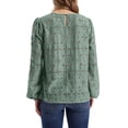 thumbnail image 6 of WIHOLL Long Sleeve Blouses for Women Flower Lace Crochet Shirts Business Casual Fall Eyelet Tops, 6 of 11