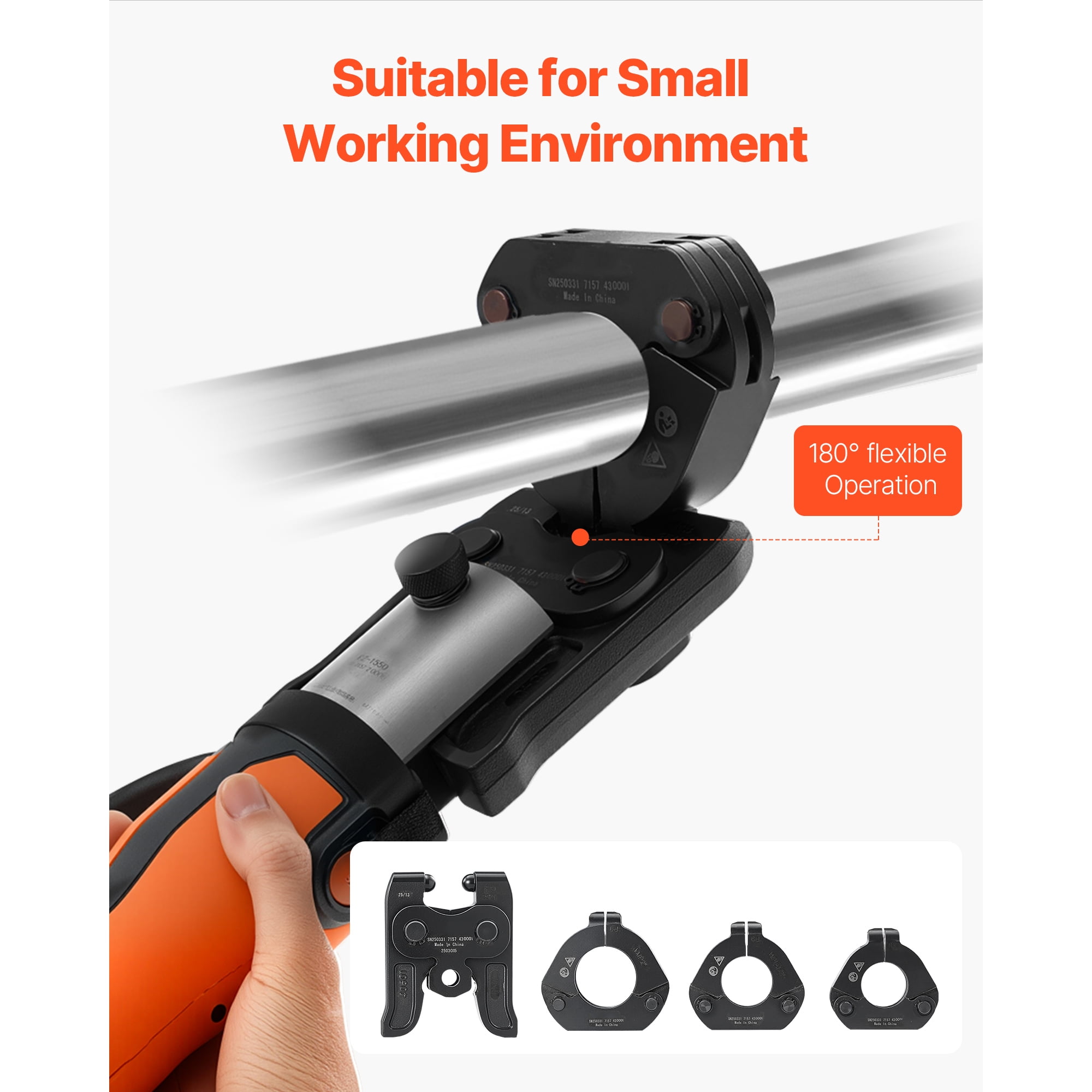KFFKFF 7-Piece Pressing Kit for Carbon Steel Pipes - Includes 3 Press Jaws, 3 Press Rings, and 1 Actuator, Compatible with Standard Press Tools, Suitable for Pipe Sizes from 1/2" to 2"