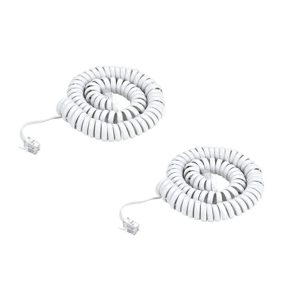 2 Pack Telephone Cord,White Phone Cord Works with All Corded Landline Phones,Handset Cord, Universally Compatible,for Use in Home or Office, Telephone Accessory
