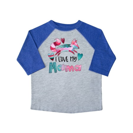 

Inktastic I Love My Mama Pink and Blue Fox with Hearts Gift Toddler Boy or Toddler Girl T-Shirt
