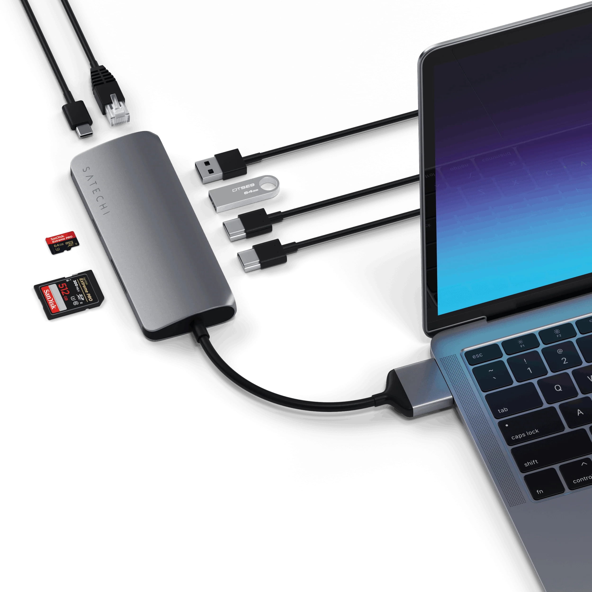 Satechi USB Type-C Dual Multimedia Adapter for Select Apple MacBooks and Mac Mini, Space Gray