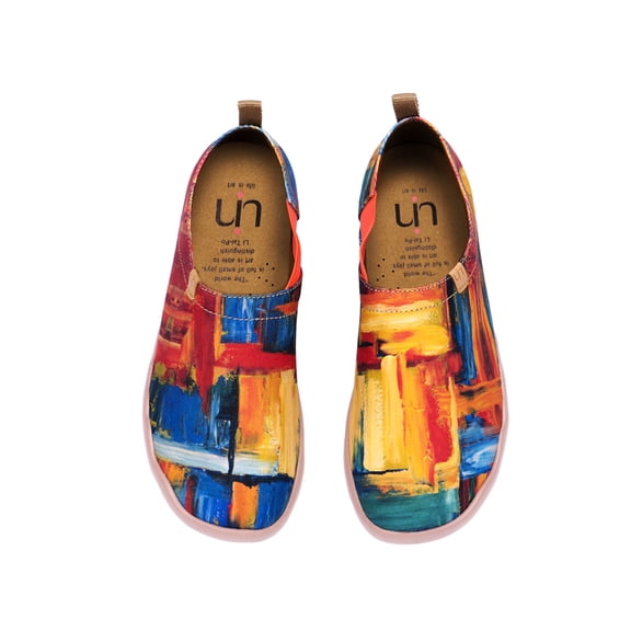 UIN Men's Walking Travel Shoes Slip On Canvas Casual Loafers Lightweight Comfort Art Painted Fashion Sneaker Color Zone