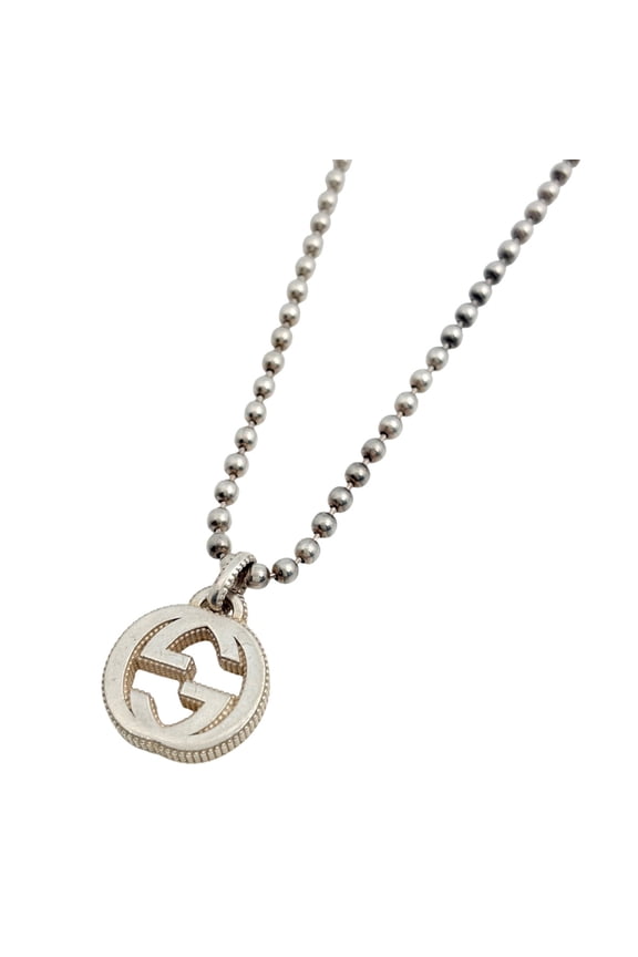 Pre-Owned Gucci Interlocking G Necklace, Ball Chain, Sterling Silver 925, Silver, Women's